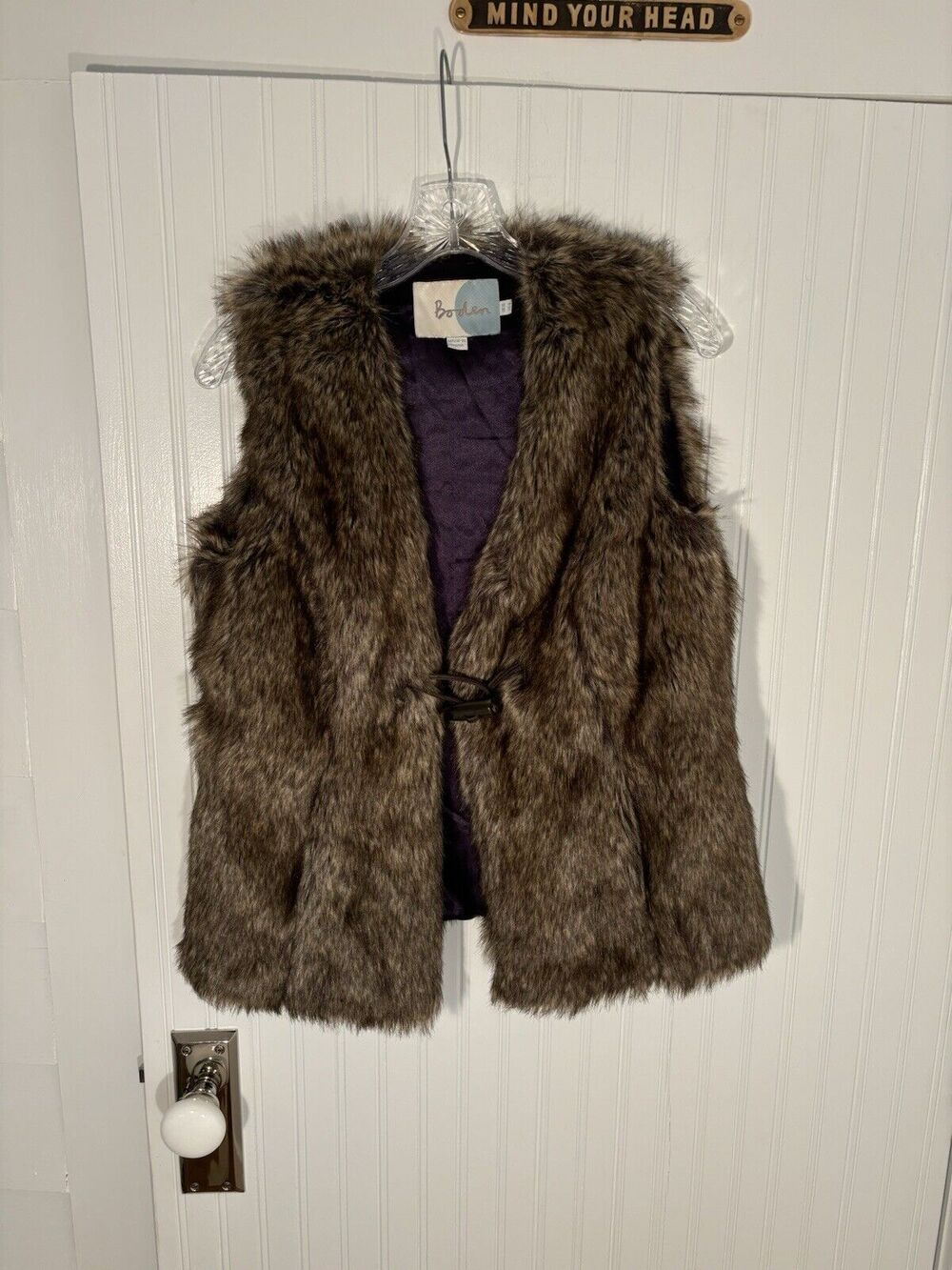 Boden Faux Fur Brown Vest US Size 6 UK Size 10